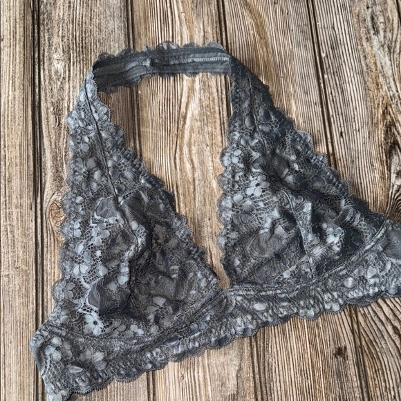 Free People Lace Bralette in Gray large halter like new lined - Picture 2 of 4